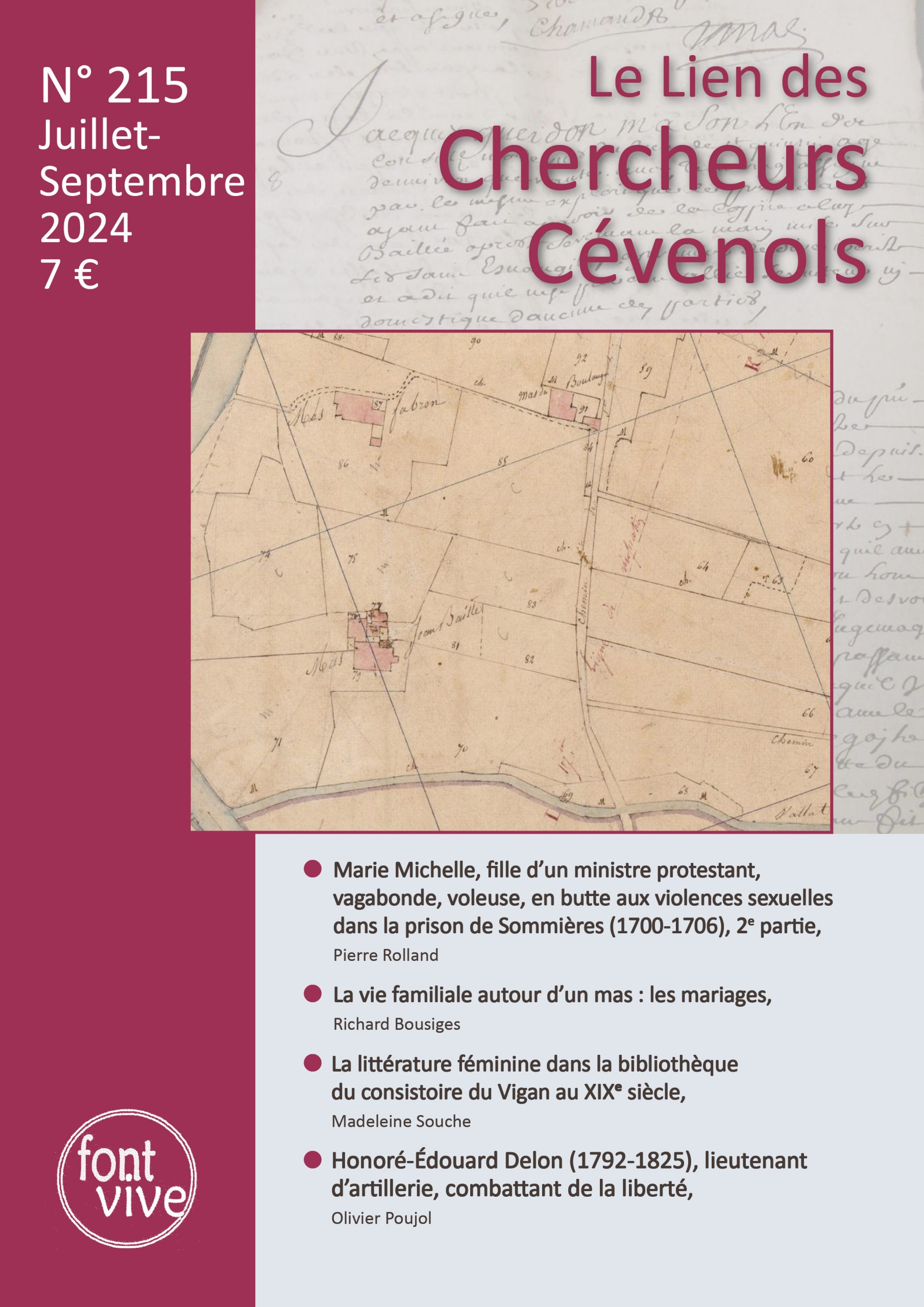 Le Lien des Chercheurs Cévenols, 215 - Juillet - septembre 2024 - Bulletin n° 215